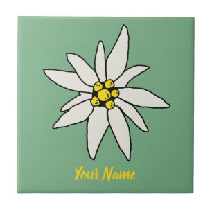 Edelweiss Chalet Flower Retro Huts Vintage Alm Lug Ceramic Tile