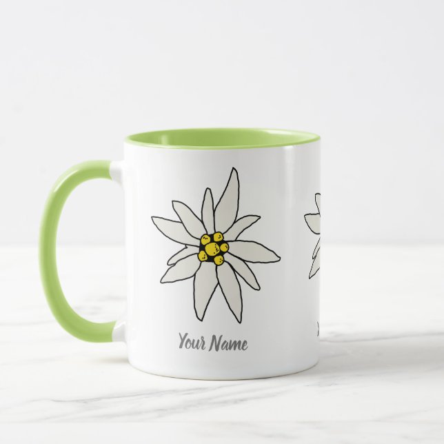 Edelweiss Chalet Flower Retro Huts Vintage Alm Mug (Left)