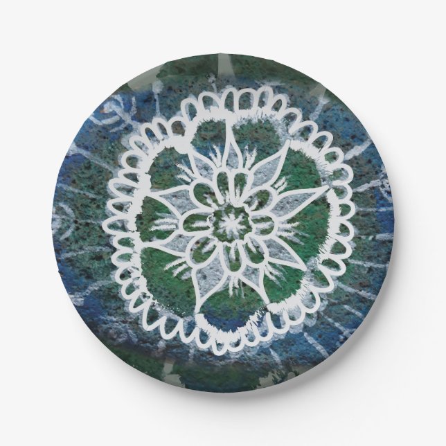Edelweiss Custom Paper Plates Blue Mandala (Front)