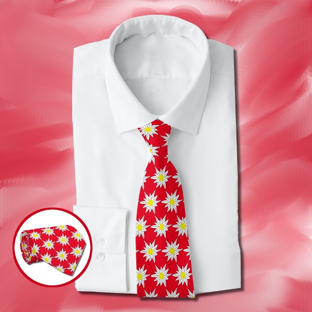 Edelweiss Flower Pattern Red Tie (Creator Uploaded)