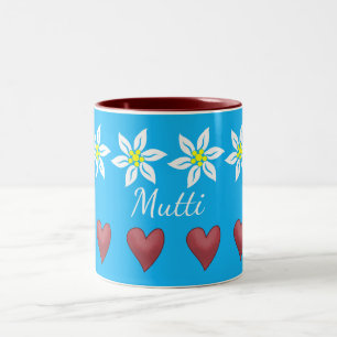 Edelweiss Flowers and Hearts Custom Mug