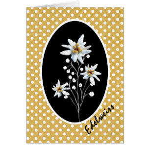 Edelweiss Flowers on Yellow and White Polka Dots