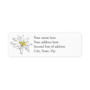 Edelweiss Hand-Drawn Unique Return Address Label