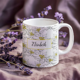 Edelweiss Hand-Illustrated Personalised Watercolor Coffee Mug