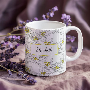 Edelweiss Hand-Illustrated Personalised Watercolor Coffee Mug