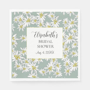 Edelweiss Hand-Illustrated Personalised Watercolor Napkin