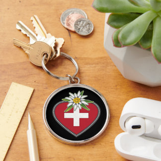 Edelweiss Heart Swiss Keychain