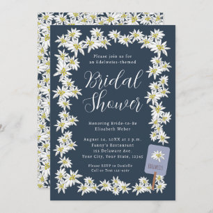 Edelweiss Navy Blue Wildflower Bridal Shower Invitation