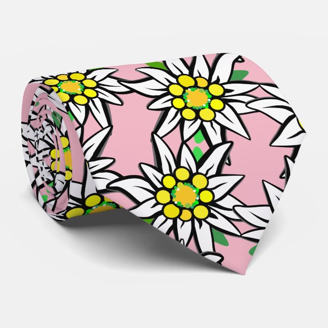 Edelweiß on grey, for Bavaria fans Tie (Rolled)