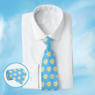Edelweiss Pattern Light Blue Neck Tie
