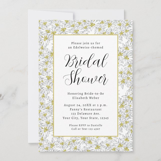 Edelweiss Sound of Music Unique Bridal Shower Invitation (Front)