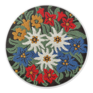 Edelweiss Swiss Alpine Flower Ceramic Knob