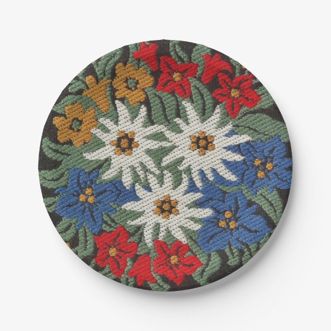 Edelweiss Swiss Alpine Flower Paper Plate (Front)