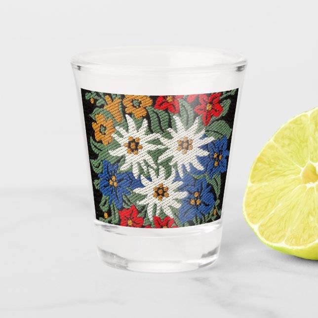 Edelweiss Swiss Alpine Flower Shot Glass (Front)