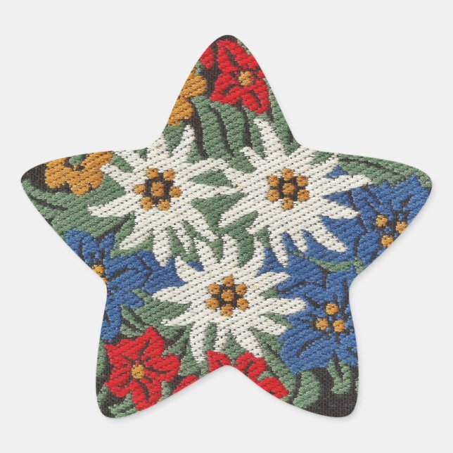 Edelweiss Swiss Alpine Flower Star Sticker (Front)