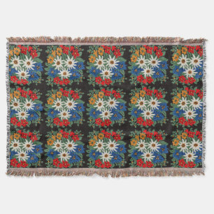 Edelweiss Swiss Alpine Flower Throw Blanket