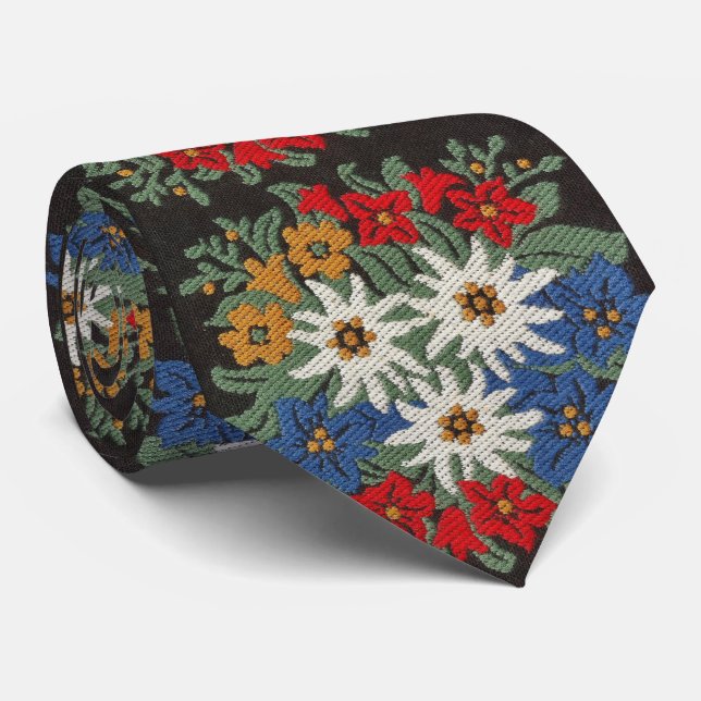 Edelweiss Swiss Alpine Flower Tie (Rolled)