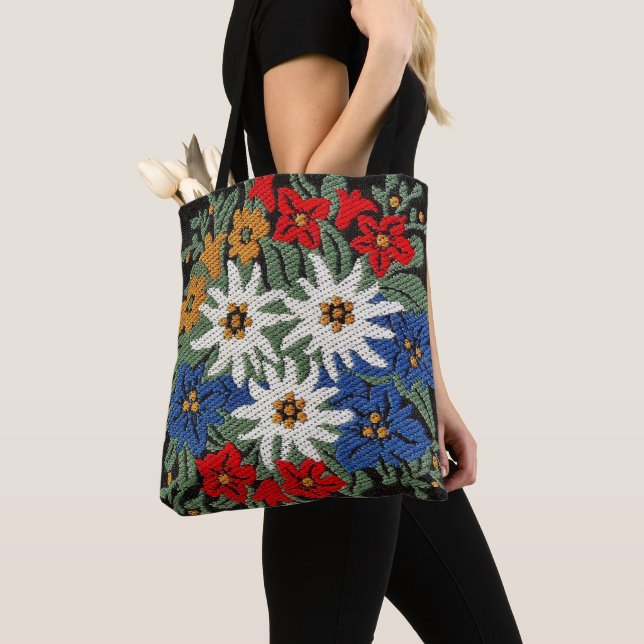 Edelweiss Swiss Alpine Flower Tote Bag (Close Up)