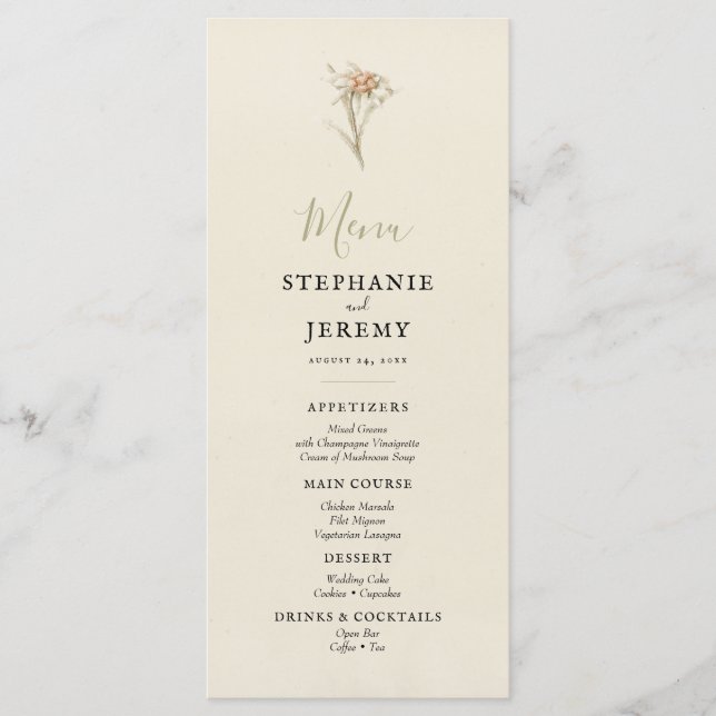 Edelweiss Vintage Floral Menu (Front)