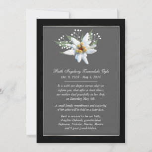 Edelwiess 2 European Style Death Announcement Card
