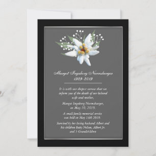 Edelwiess European Style Death Announcement Card