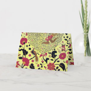 EDEN FLYING BIRDS, FLOWERS Red Black Yellow Floral Holiday Card