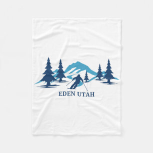 Eden Utah Ski Resort Skiing Skier Fleece Blanket