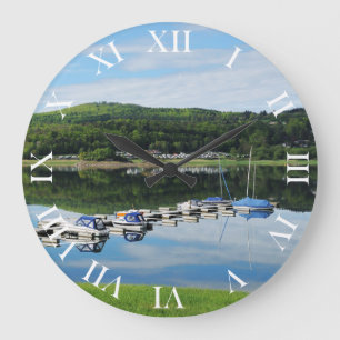 Edersee bay with separate large clock