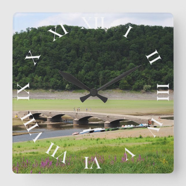 Edersee Brücke von Asel Square Wall Clock (Front)
