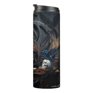 Edgar A. Poe Composing The Raven In Gothic Dreams Thermal Tumbler