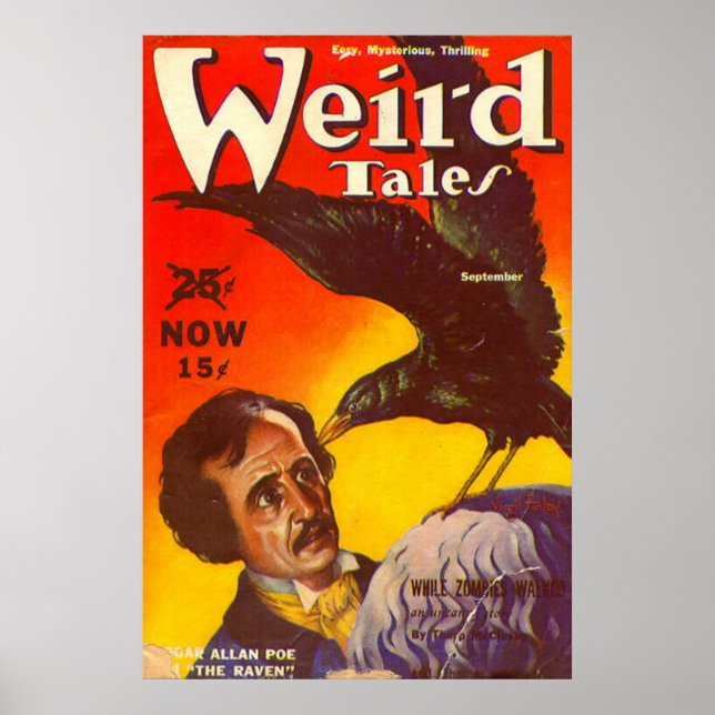Edgar Allan Poe and Raven Pulp Magazine Cover Poster (Front)