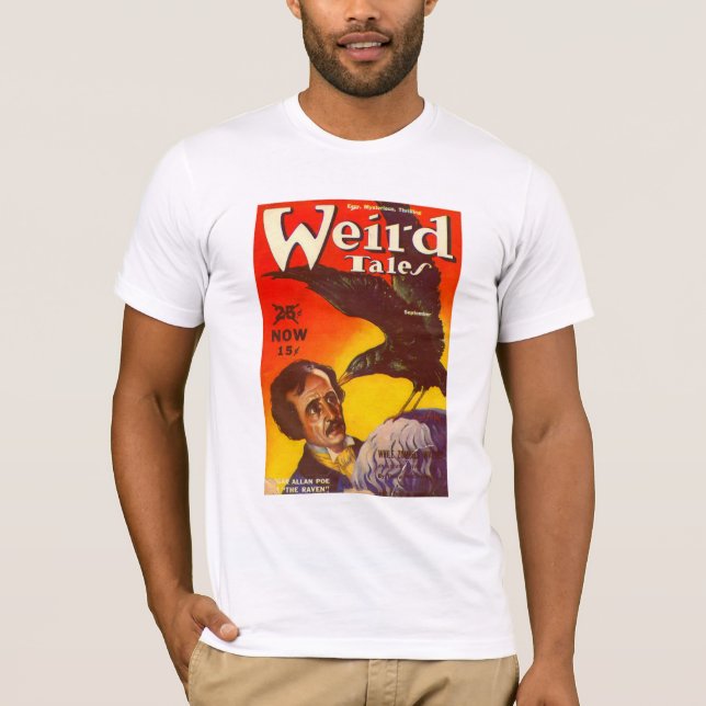 Edgar Allan Poe and Raven Pulp Magazine Cover T-Shirt (Front)