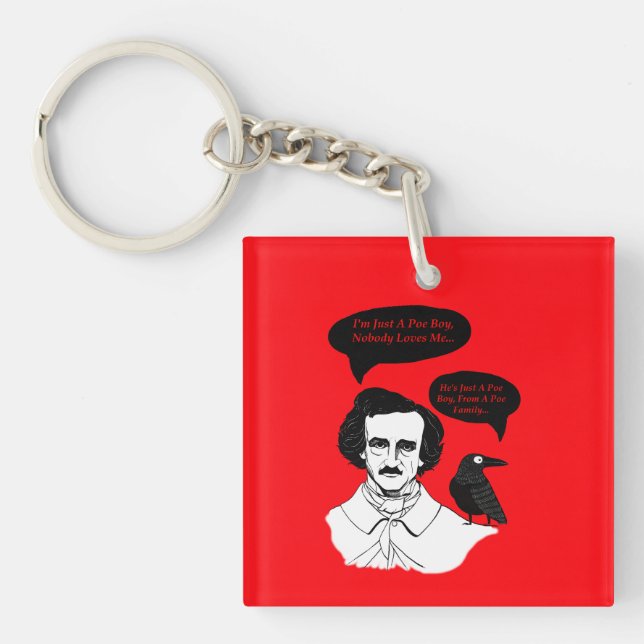 Edgar Allan Poe Boy and Raven Key Ring (Front)