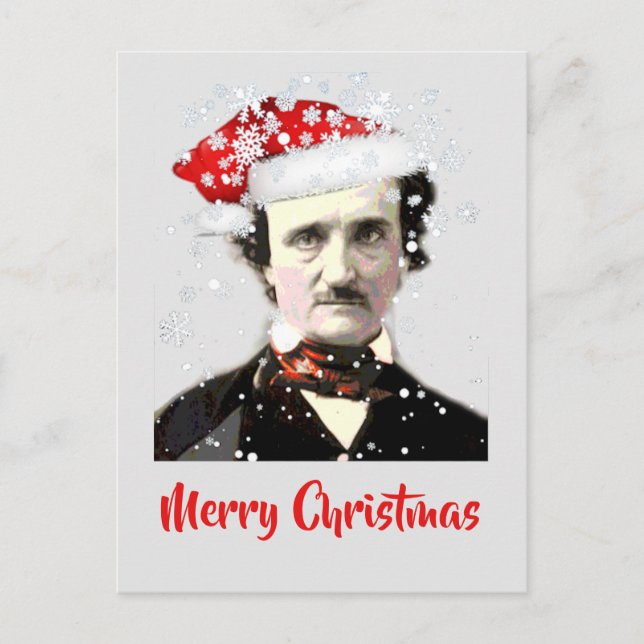  Edgar Allan Poe Christmas Wish Hat Snowflake Card (Front)
