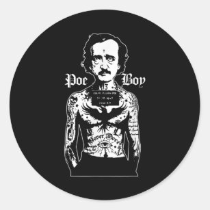 Edgar Allan Poe Classic Funny Horror w Raven Classic Round Sticker