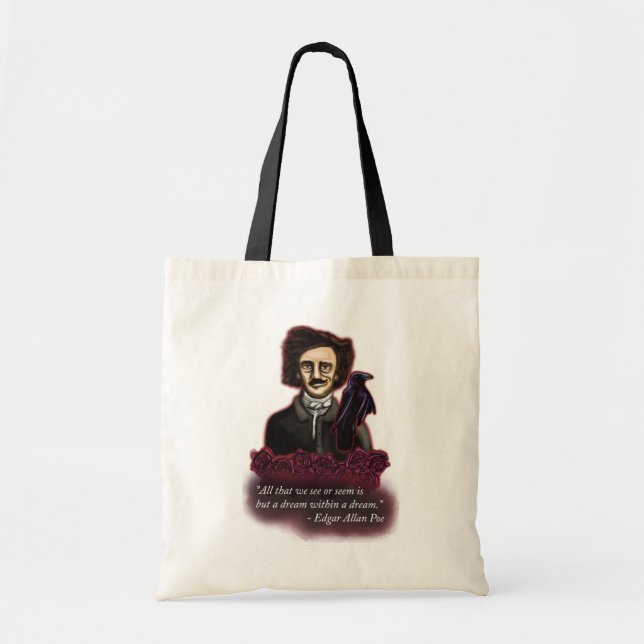 Edgar Allan Poe, Dark Academia Tote Bag (Front)