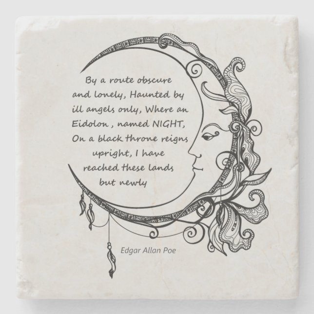  Edgar Allan Poe Dreamland Dream Poem  Stone Coaster (Front)