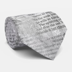 Edgar Allan Poe Dreamland Poem Mauve Black Grey Tie