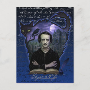 Edgar Allan Poe Gothic Raven Postcard