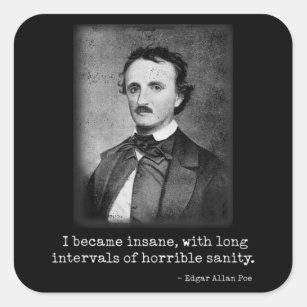 Edgar Allan Poe I Became Insane Famous Author Square Sticker