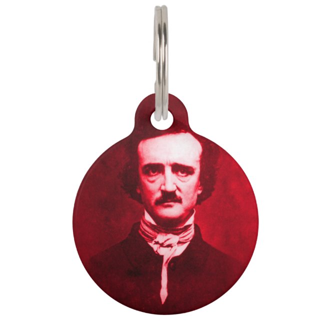 Edgar Allan Poe in Red Pet Tag (Front)