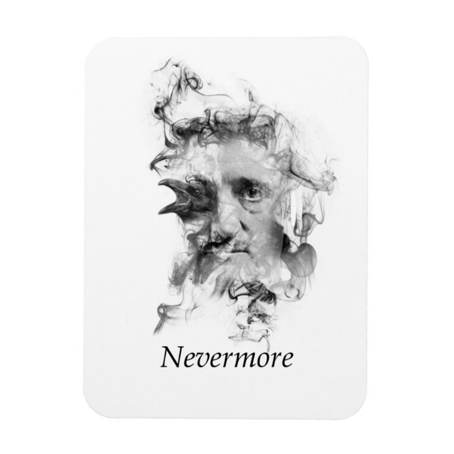 Edgar Allan Poe in Smoke with Raven - Nevermore Magnet (Vertical)