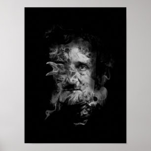 Edgar Allan Poe in Smoke with Raven - Nevermore Poster