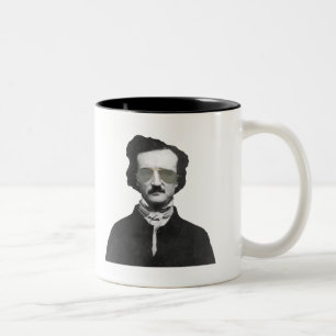 Edgar Allan Poe in Sunglasses Two-Tone Coffee Mug