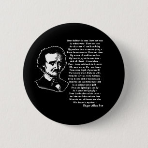 Edgar Allan Poe Poem ALONE 6 Cm Round Badge