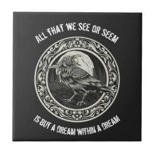 Edgar Allan Poe Poet Author Dream Raven Medallion  Ceramic Tile