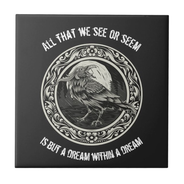 Edgar Allan Poe Poet Author Dream Raven Medallion  Ceramic Tile (Front)