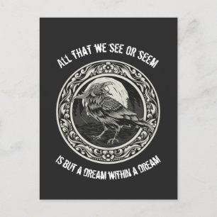 Edgar Allan Poe Poet Author Dream Raven Medallion Postcard