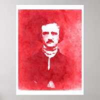 Edgar Allan Poe Pop Art Portrait in red
