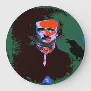 Edgar Allan Poe Pop Art Portrait Large Clock